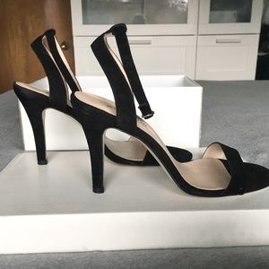 Black suede ankle strap sandals